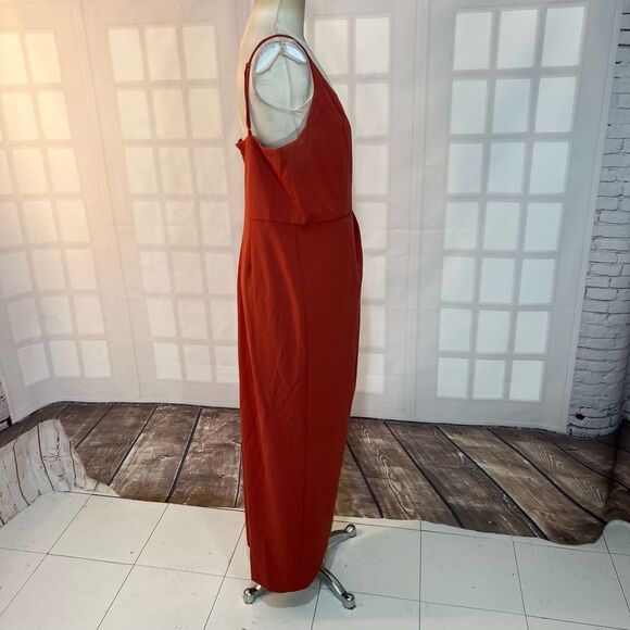 WAYF The Ines Sienna V-Neck Sleeveless Faux Wrap Tulip Hem Gown Dress Size XL - Picture 7 of 13